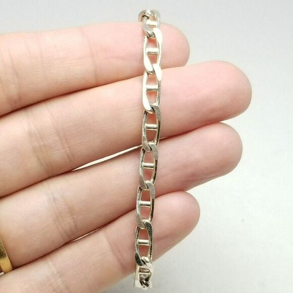 Vintage Anchor Link Chain Bracelet, Silver Tone, 7 Inches Long, Signe GS - Picture 1 of 7